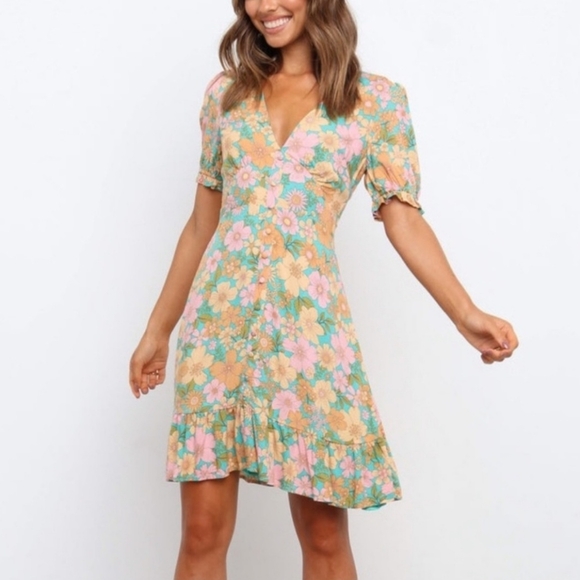 Petal & Pup Dresses & Skirts - Petal + Pup Jeffree Retro Floral Boho Ruffle Mini Sun Dress 4